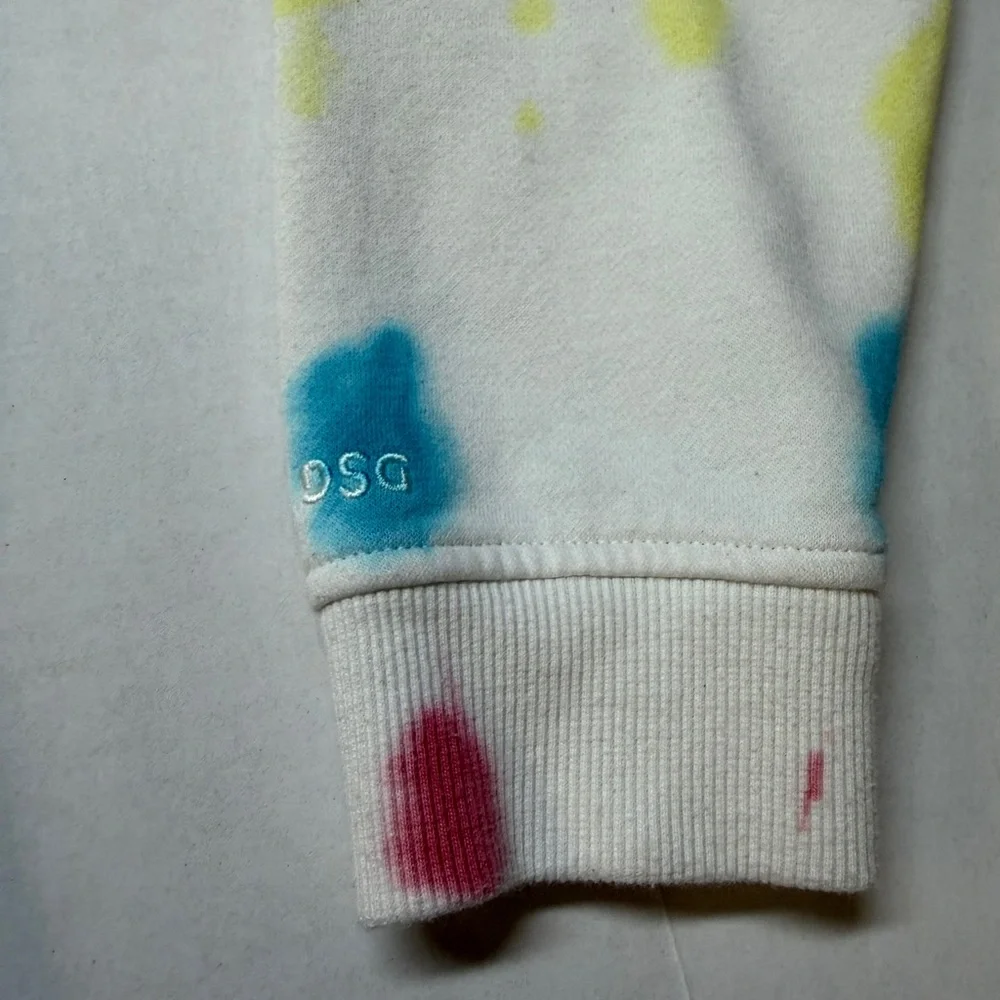 DSG Brand Extra Small White Pink Blue Yellow Swirl‎ Tie Dye Crewneck